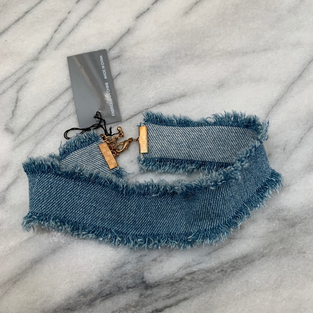 Jules Smith Raine Frayed Denim Chocker Blue